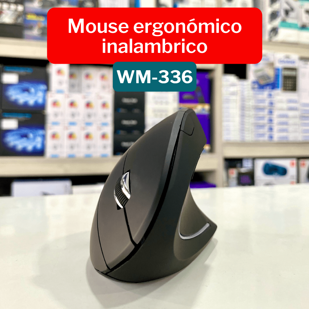 Mouse Vertical Ergonómico Inalámbrico, evita túnel del carpo WM336