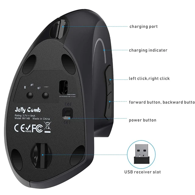 Mouse Vertical Ergonómico Inalámbrico, evita túnel del carpo WM336