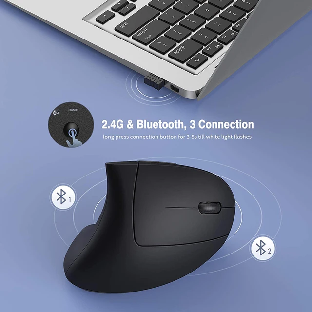 Mouse Vertical Ergonómico Inalámbrico, evita túnel del carpo WM336