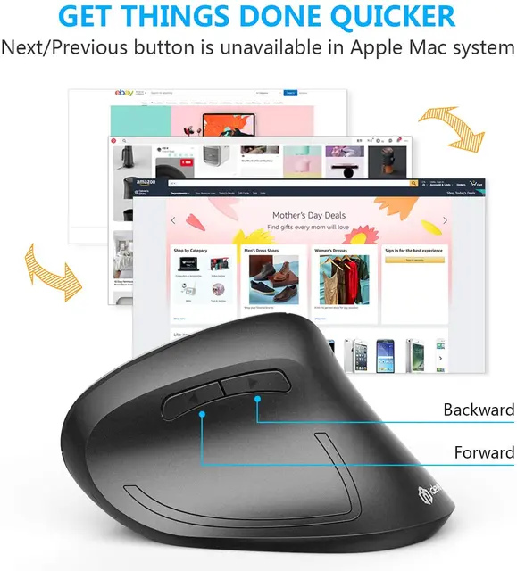 Mouse Vertical Ergonómico Inalámbrico, evita túnel del carpo WM336